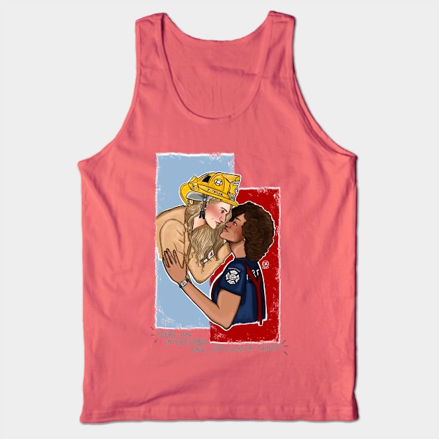 Joy and Zoey - Fire Helmet Tank Top by wynhaaughtcolbs